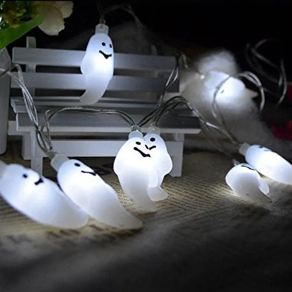

20 LEDs Decorations Lights 2 Lighting Modes Halloween Outdoor String Lights Cute Ghost Light Ornaments 3M for Bar Haunted House