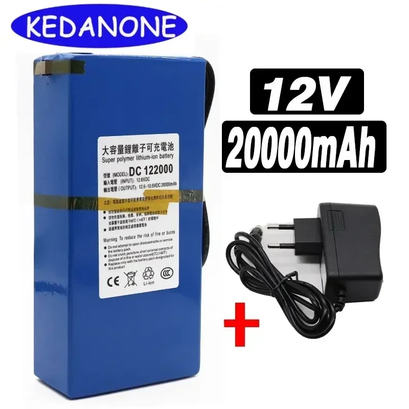 

Batería de iones de litio portátil de alta calidad, superrecargable, 12v, 20000mAh, DC 12,6 V, 20Ah, con enchufe europeo