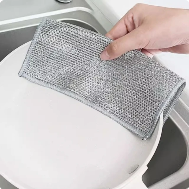 Panno a sfera in acciaio Durevole e spesso per la cucina domestica Panno per la pulizia in seta argento senza olio Panno pulito in acciaio inossidabile 6