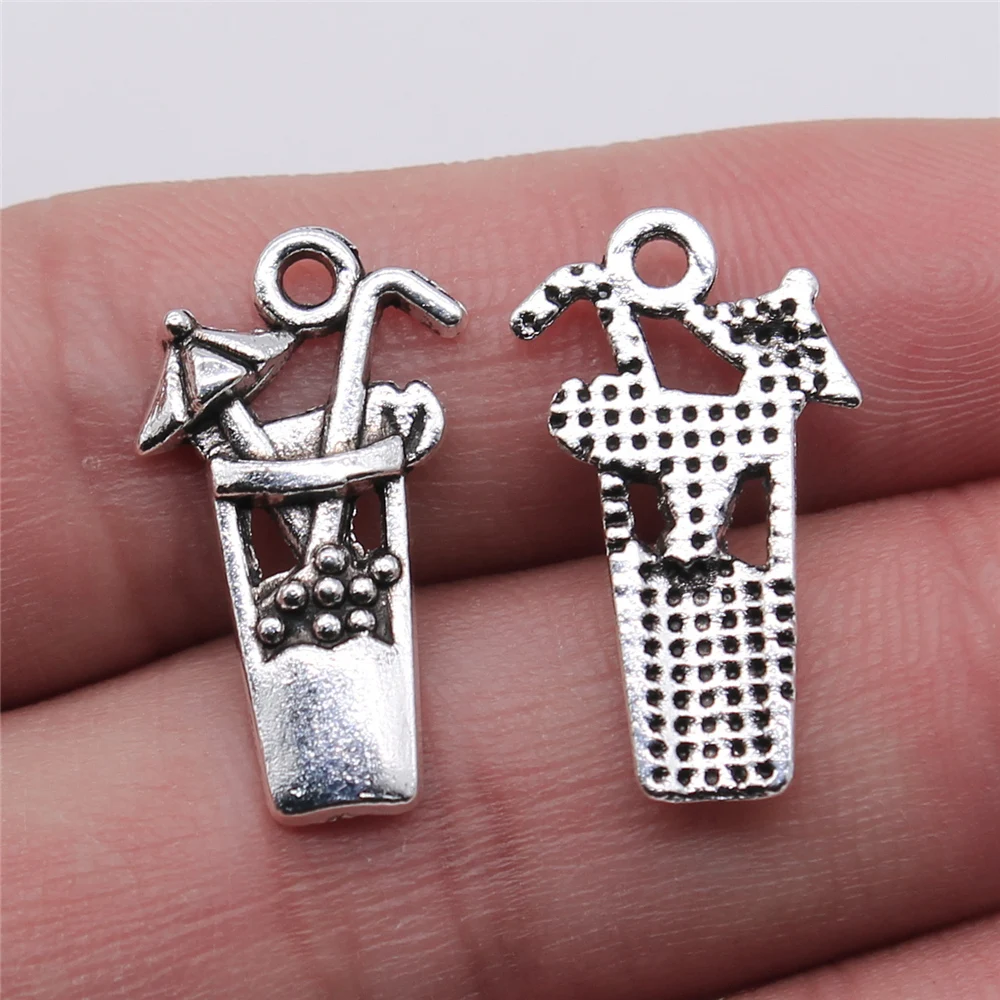 

150pcs Jewelry Making DIY Handmade Craft Charms Wholesale Antique Silver Color 13x23mm Fruit Juice Pendant