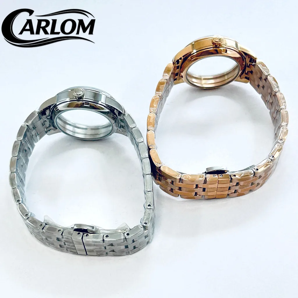 Elegant Cocktail Arch Watch Case - Silver Rose Gold Polishing - 33mm