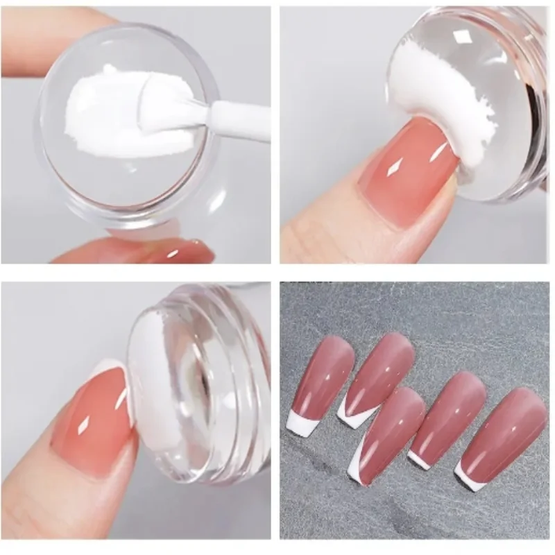 Nail Art Stamping Kit Transparent Nail Stamper Scraper Jelly Silicone Head Stamp for French Nails Printing Manicure
