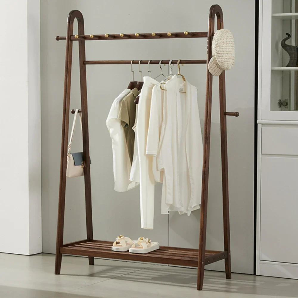 

Solid wood coat rak floor bedroom clothes rck luxury new Chinese simple storage clothes ack home clothes rack