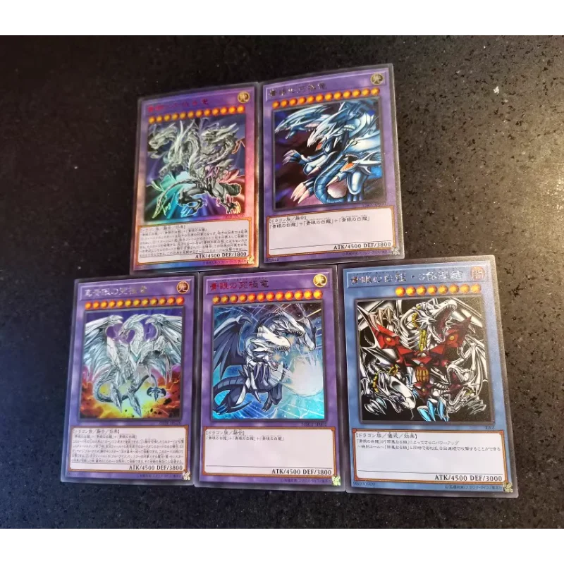 

5pcs/set Yu-Gi-Oh! Anime game peripheral DIY card Blue Eyes White Dragon flash card boy hobby collection rare toy card gift
