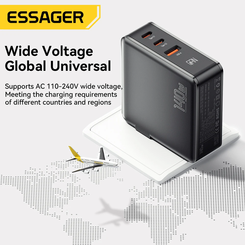 Essager-140W GaN USB c , Ʈ 100W PD   ƺ  M1 M2   Ｚ 65W º ȭ 