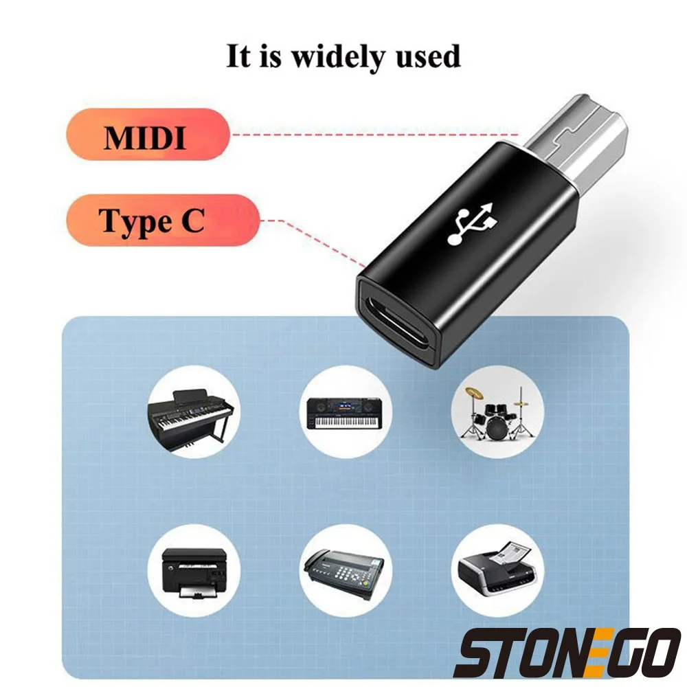 USB 타입 C - 사각형 어댑터(고속 충전용) - 전자 피아노 프린터 MIDI 커넥터 모바일 액세서리