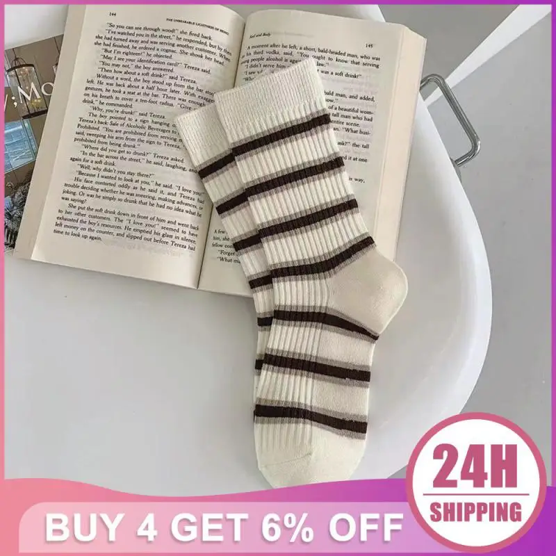 

Легкие в использовании повседневные носки, полосатые носки, мягкие и удобные носки с вышивкой, женские носки высокого качества на весну и лето