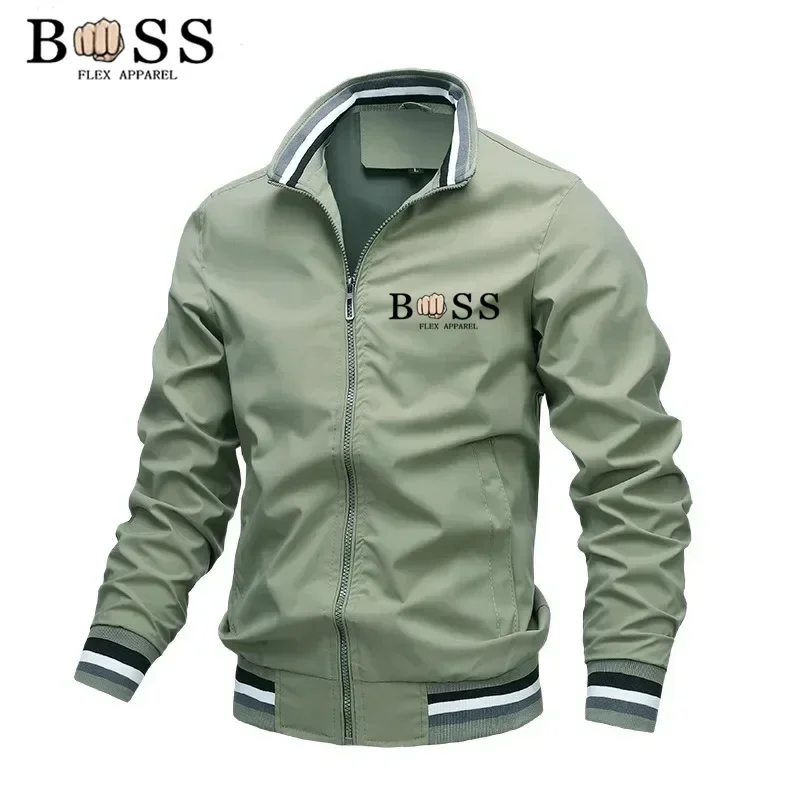 2024 Spring Men's Stand Collar Casual Fashion Zipper Jacket Outdoor Sports Coat Waterproof Bomber Jacket Windbreaker Jacket Men