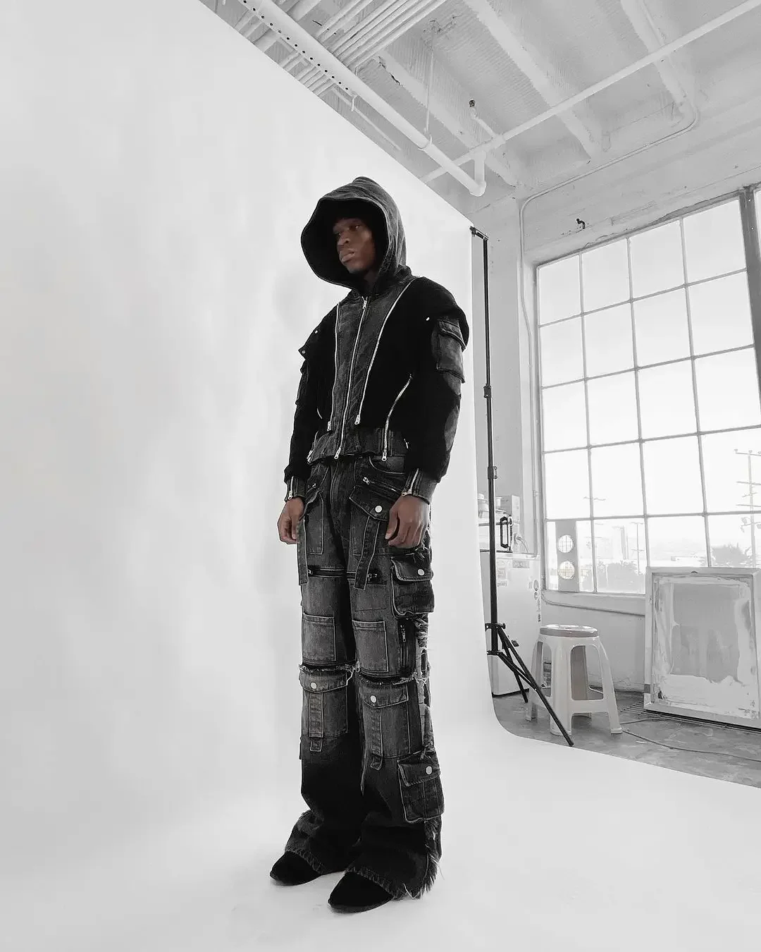 Y2K Harajuku Multi Pocket Washed Black Jeans Men Gothic Autumn Loose Drag Pants Street Hip-hop Rap 90s Hottie Wide-leg Pants 4
