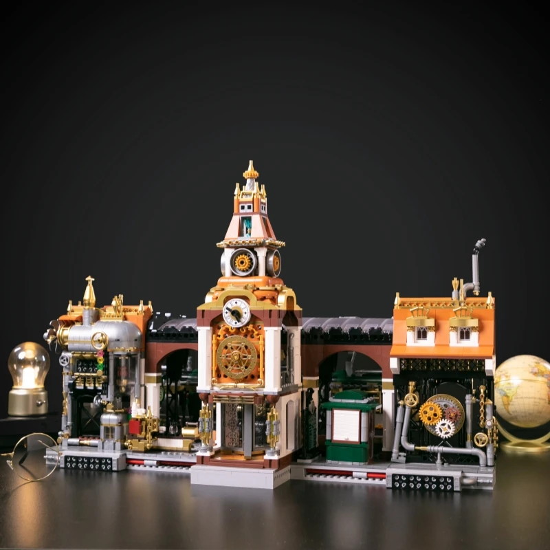

Creative England London Steam Age Building Bricks Railway Station Architectures Block Train Model Toys Collection For Gifts