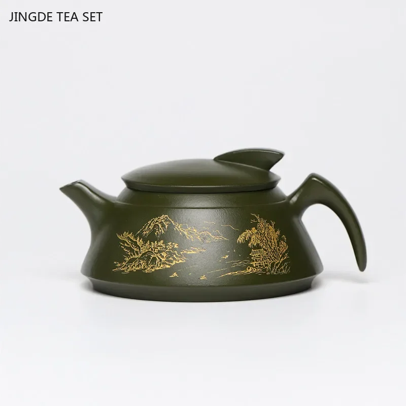 

170ml Classic Yixing Purple Clay Teapot Raw Ore Green Mud Stone Scoop Kettle Chinese Filter Tea Infuser Tea Set Accessories