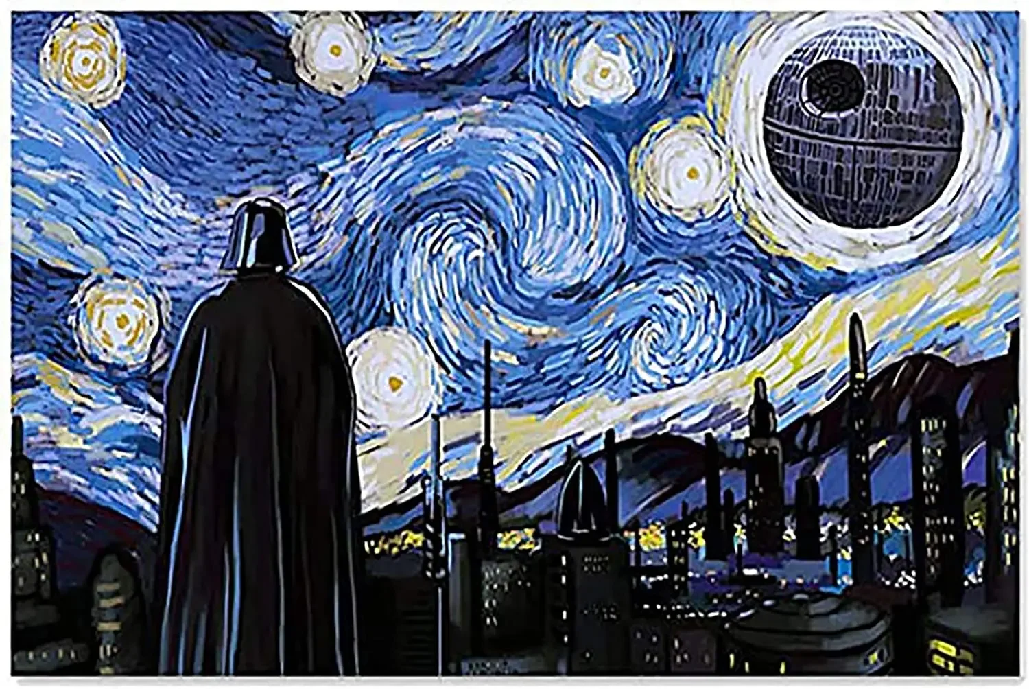 

Starry Night with Star War Style Metal Tin Sign Plaque Wall Decor Art Shabby Chic Gift Suitable for Indoor/outdoor 12x8 Inch