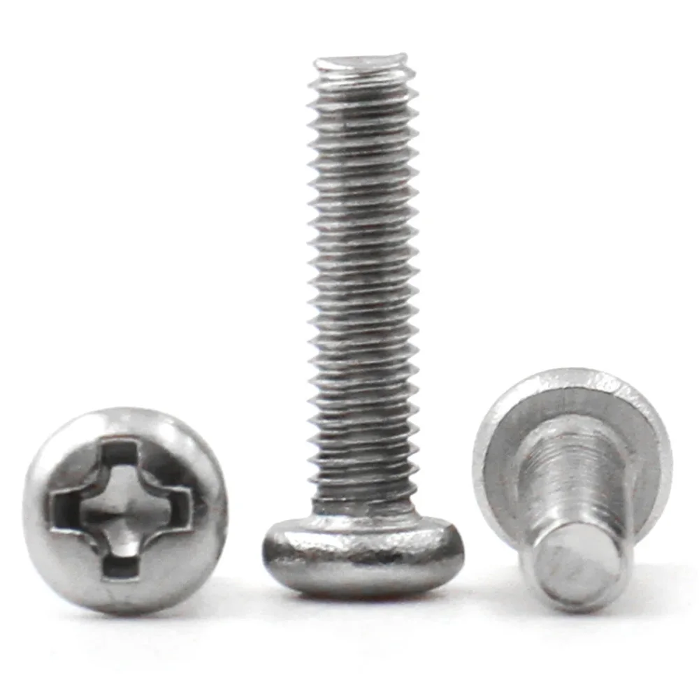 10/50pcs 304 Stainless steel M2 M2.5 M3 M3.5 M4 M5 M6 M8  Round Pan Head Phillips Machine Screw Button Head Cap Cross Bolt