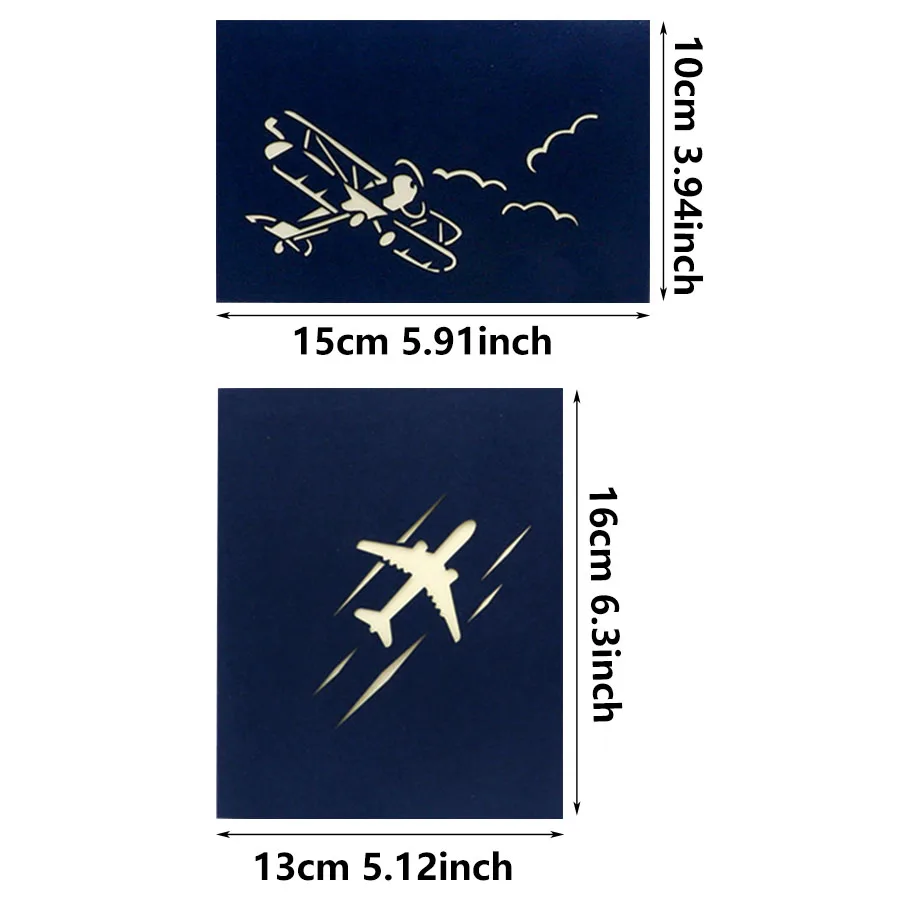 3D Pop UP Airplane Greeting Cards Carving Aircraft Model Table Craft Decoration Plane Enthusiast Birthday Tourist Postcard JXB