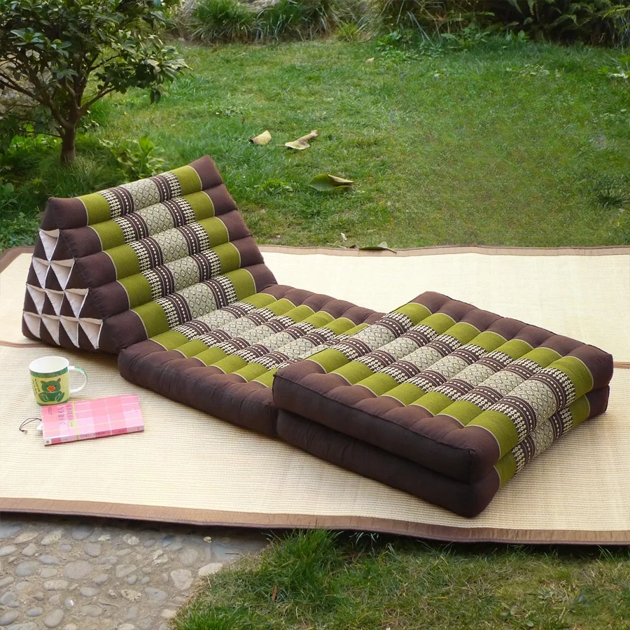 Pieghevole triangolo Thai cuscino 100% Kapok riempimento 180x57x35cm pavimento pieghevole Chaise Lounger Daybed Sleeper per soggiorno/esterno