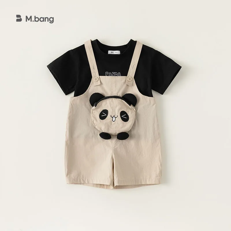 

Summer Korean 2-6 Year Little Boys 2PCS Clothes Set 3D Panda Pattern Versatile Overalls Short Sleeve Tees Suit Baby Girl Outfits