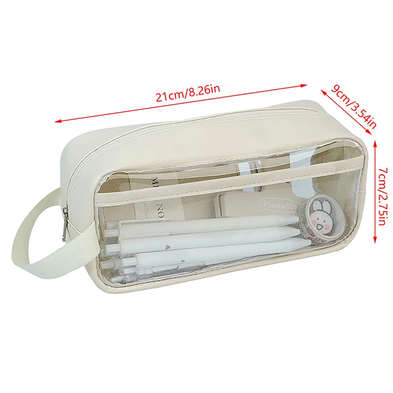 Astuccio Trasparente Grande Capacità Impermeabile Porta Cancelleria Scolastica Portatile Contenitore per Materiali Artistici Stile INS Borsa Porta Penne - immagine 6