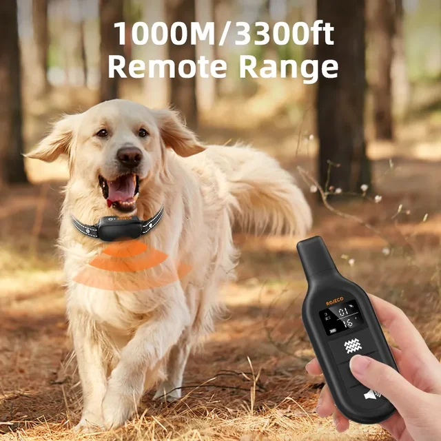 Robeco-Collar eléctrico de entrenamiento para perros, vibrador Digital recargable con Control remoto, resistente al agua IPX7, para mascotas, con descarga y parada de ladridos - Image 3