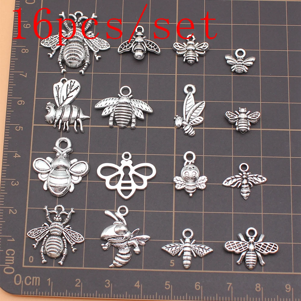 

16pcs/set Bee Charms Jewelry Making Supplies Cute Items Personalized