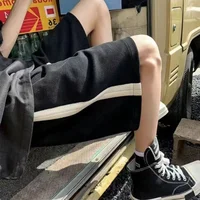 Shorts Women Summer Loose Wide Leg Knee-length Shorts High Waist Color Matching Casual Elastic Waist Sports 5 Point Shorts - Image 4