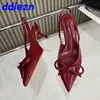 Red Footwear Slingbacks Ladies Heels Shoes Fashion Butterfly-Knot Female Pointed Toe Women High Heels Pumps Shoes New In 2025 2