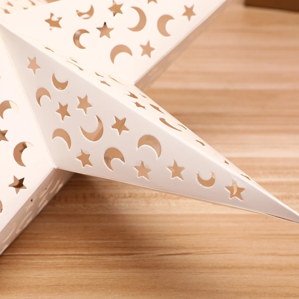 Christmas Star Hanging Decoration with Light Five-pointed Star Paper Pendant for Home Decor Holiday Party Shop Window Decoration