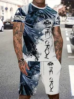 New Lion King 3D Printed Short Sleeve T-shirt Shorts 2 Piece Summer Men's Fashion Street Fashion Short Sleeve Suit Casual 1