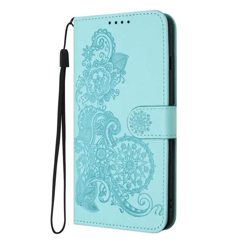 Paisley Leather Flip Stand Wallet Case