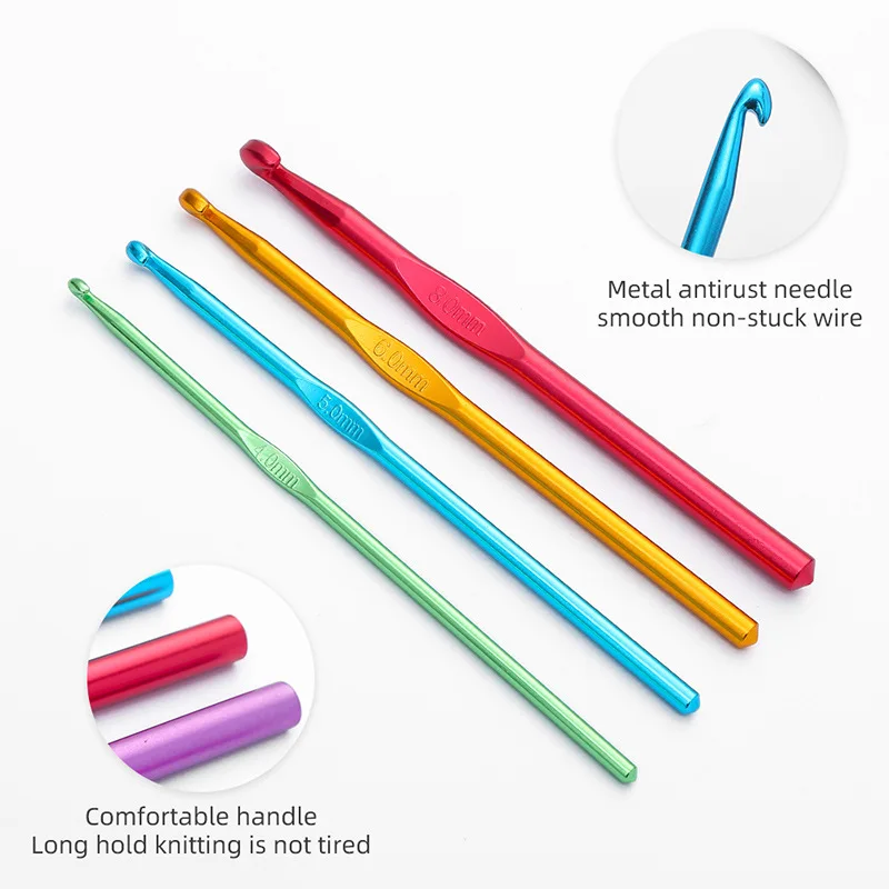 12PCS Aluminum Crochet Hooks Knitting Needles Set for Yarn Craf crochet hooks