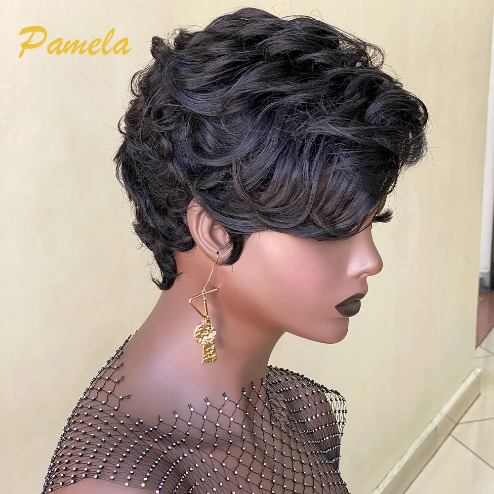 Pixie Cut Wigs 100% Human Hair 13x4 Transparent Lace Frontal Glueless Wigs Short Bob Preplucked Human Hair For Woman
