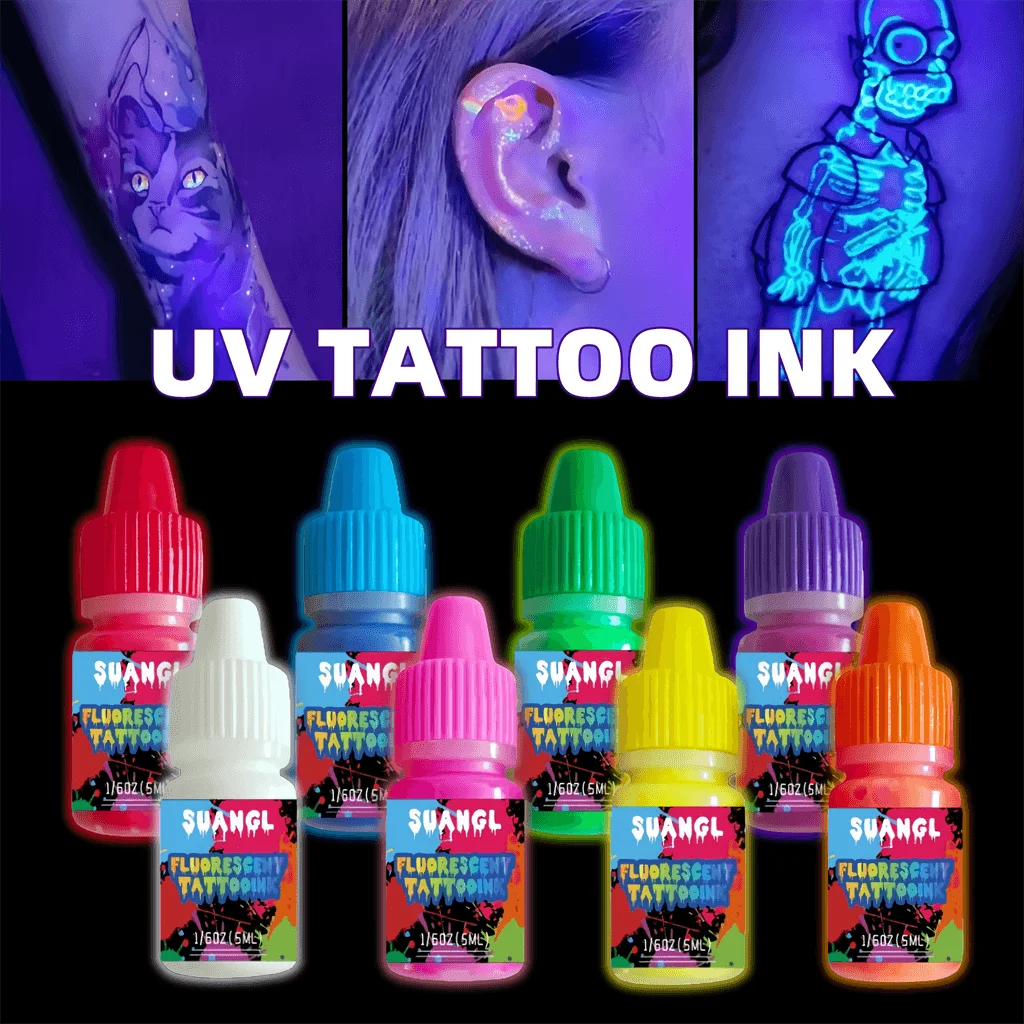 8pcs Luminous Temporary Tattoo Ink-Long Lasting, UV Reactive Pigments For Vibrant Body Art