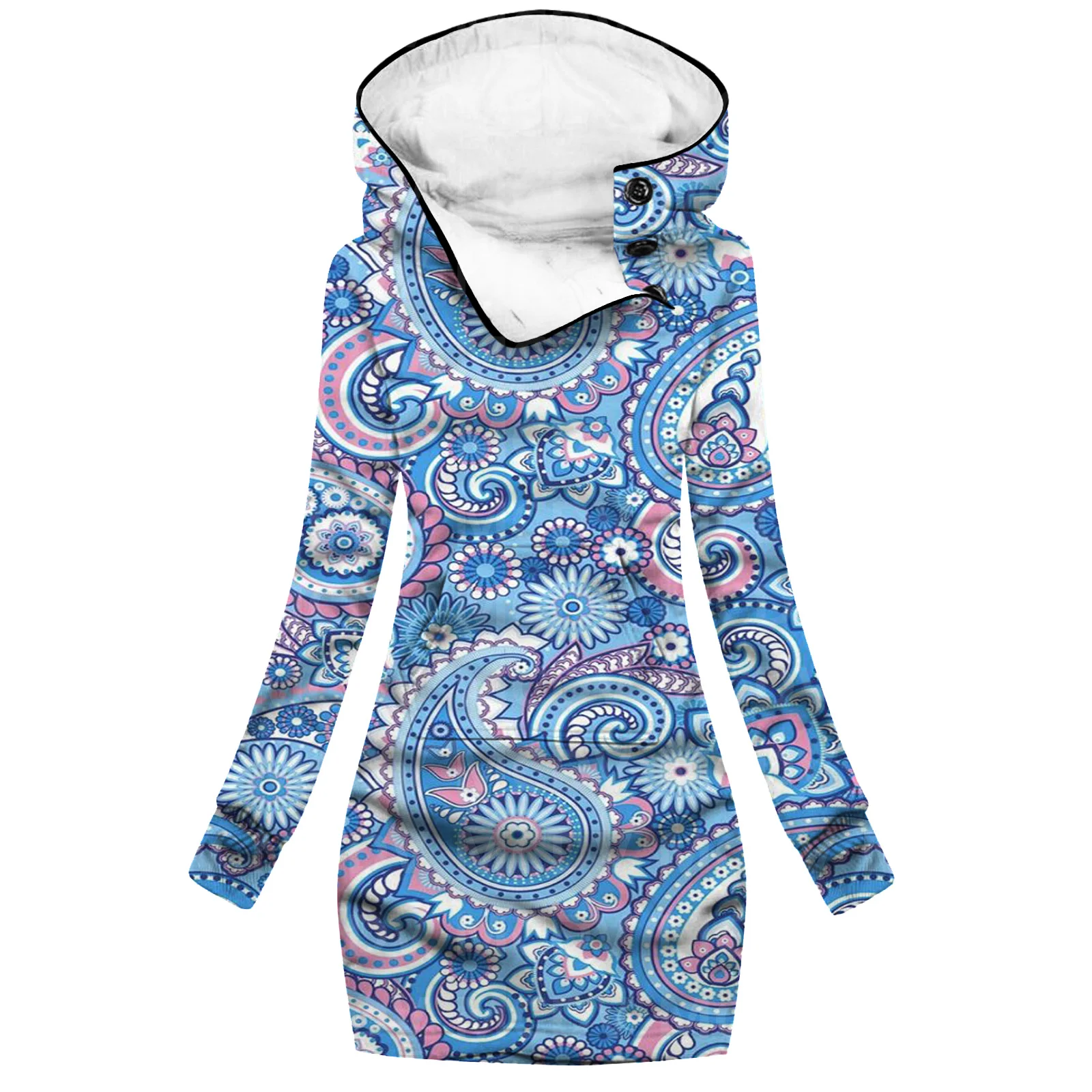 Psychedelic Flower 3D Printed Hoodie Dress Novelty Hoodies Women Casual Long Sleeve Hooded Pullover Tracksuit