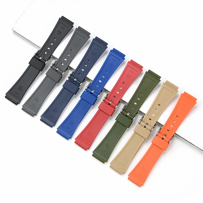 Sport Waterproof Resin Strap with Stainless Steel Buckle, 18mm TPU Replacement Watch Band