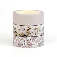 2023 NEW 1PC 10M Decor More Neutral Leaves Grid Washi Tape Set for Scrapbooking Planner Adhesive Masking Tape Cute Stationery 1
