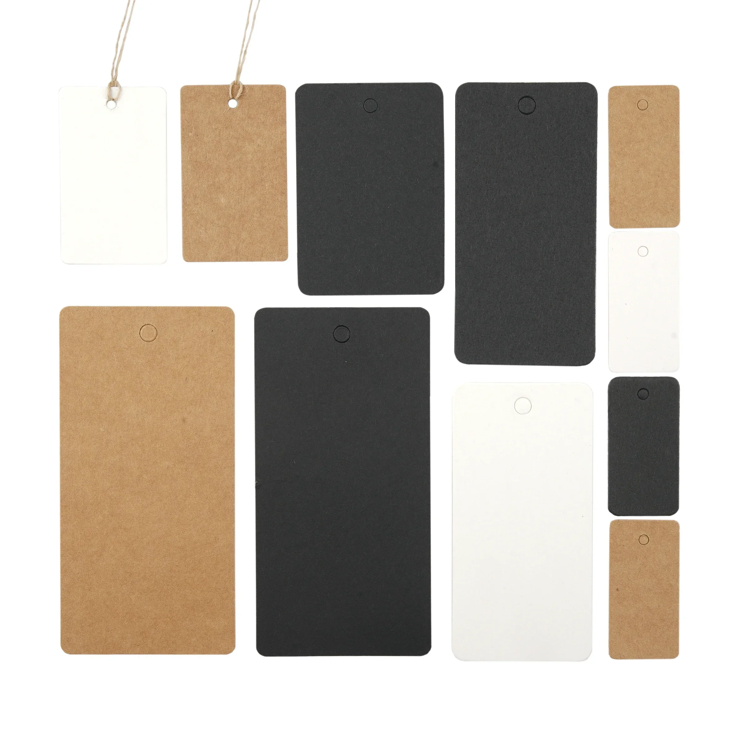 

Blank Square Kraft Paper Gift Hang Tags Wedding Label Price Card Craft with Natural Jute Twine