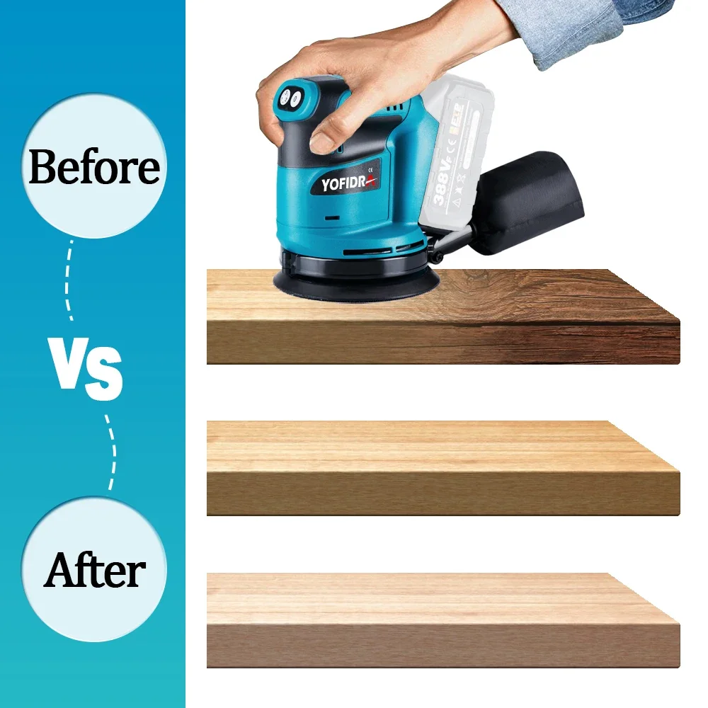 5 Inch Cordless Electric Orbital Sander Wood Grinder 3 Gears Polishing Grinding Machine Power Tools For 18V Battery electric grinder electric sander cordless sander cordless grinder
