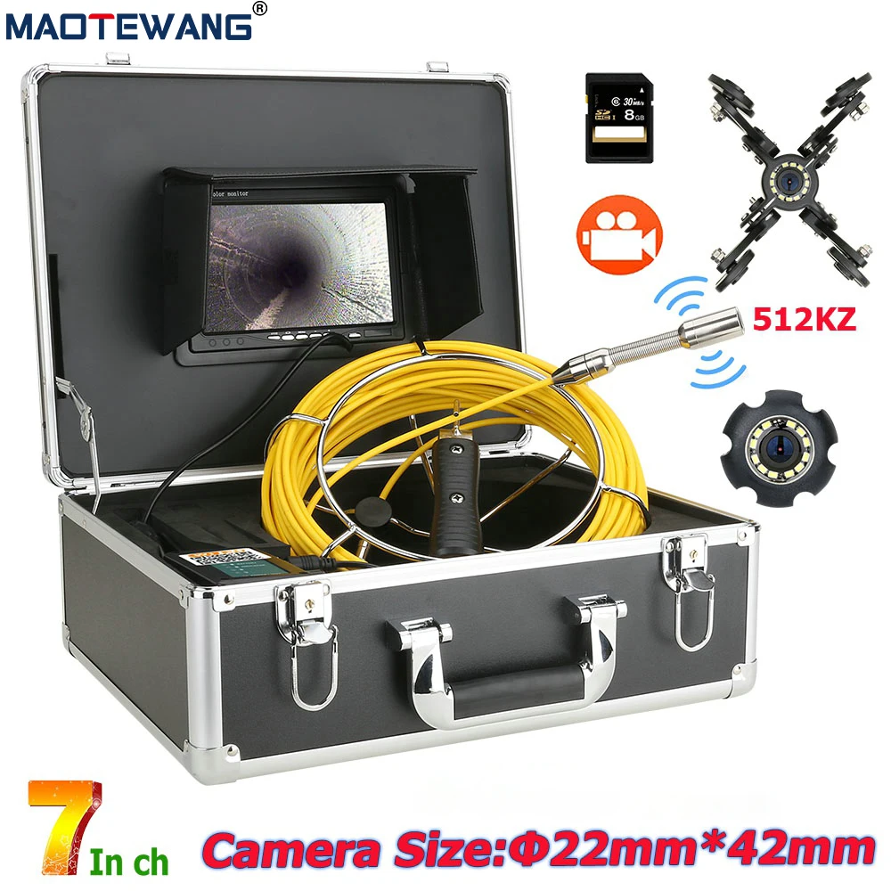 

Передатчик MAOTEWANG 7 ''DVR 512 Гц, встроенная камера для обследования труб, комплект системы обследования канализационных труб 20/30/40/50 м
