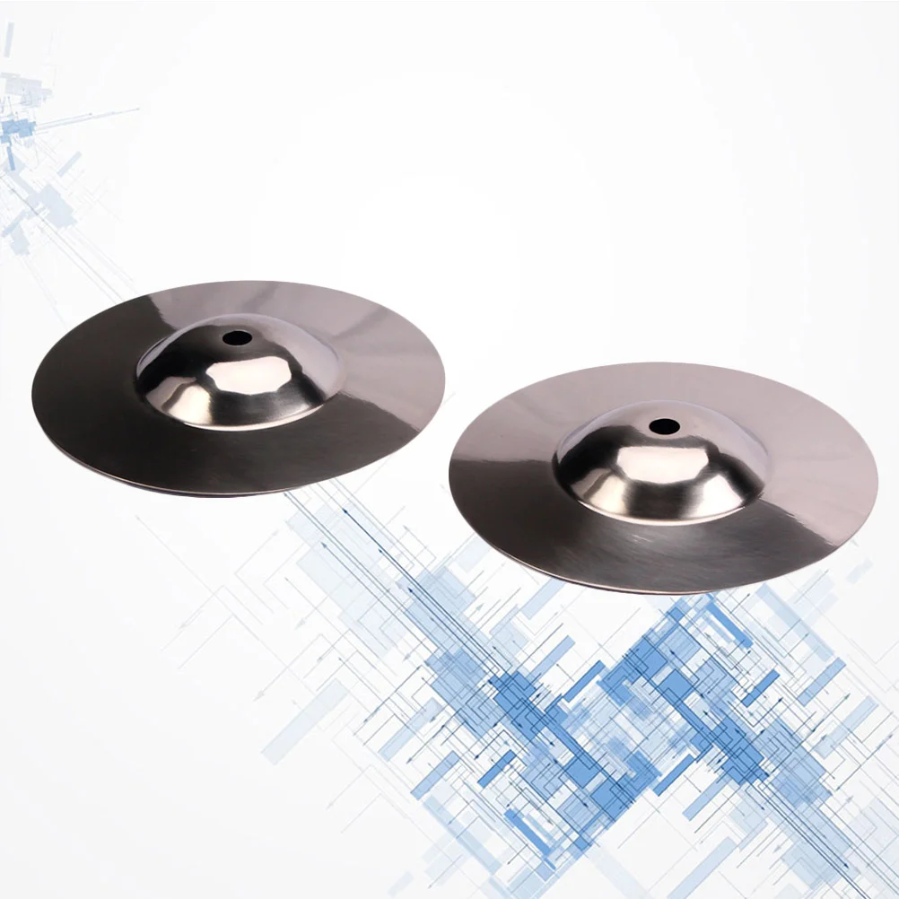 2 Pcs Drum Accessories Finger Chimes Replacement Part Silver Cymbal Crash Metal Percussion Instrument
