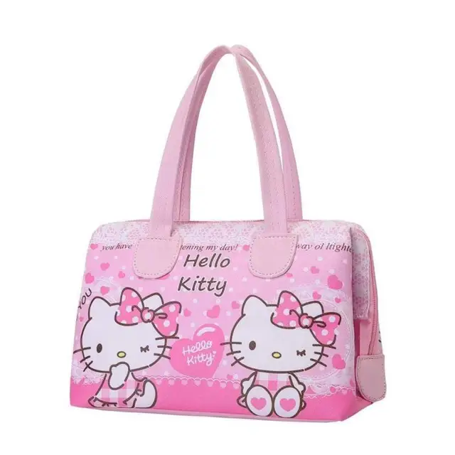 24CM Sanrios kawaii mymelody Kitty cat LittleTwinStarsPU handbag bento bag cartoon cute eco bag messenger bag 3