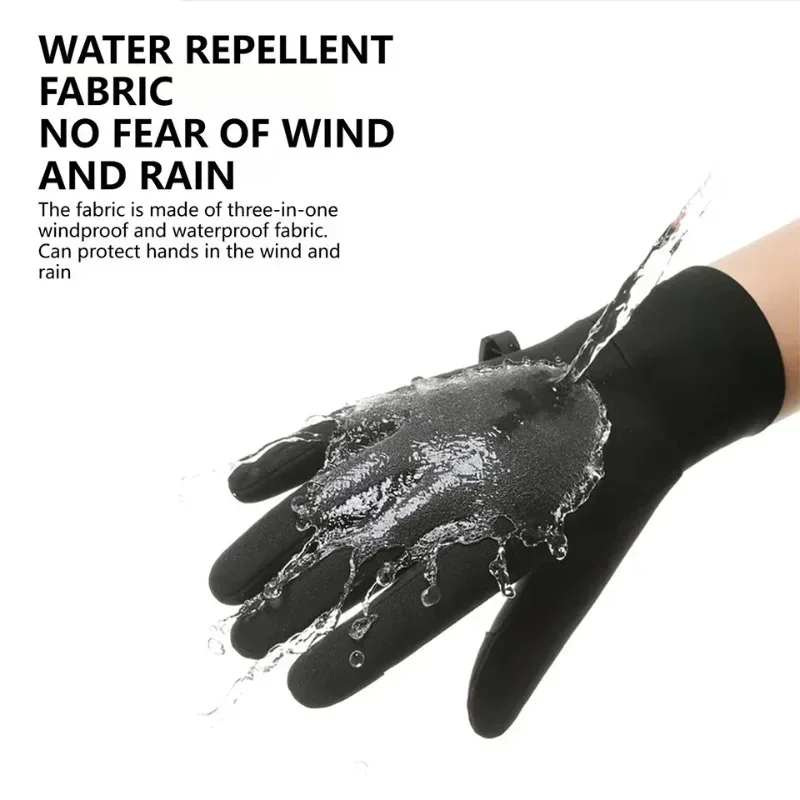 Winter Cycling Gloves for Men Q362 Anti Slip Waterproof Thermal Fleece Touch Screen Motorcycle Riding Warm Cold Weather Gloves