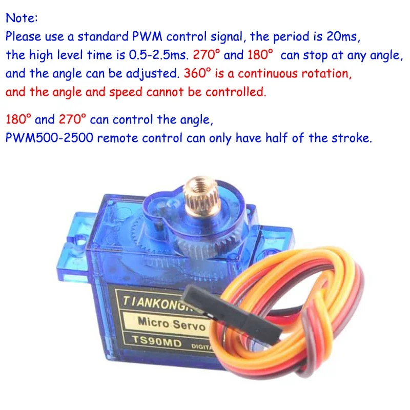 RC Servo RCmall 4PCS TS90M/TS90MD Micro 9g Analog/Digital Servo Full Metal Gear SG90 90/180/270/360 Degrees Adjustable Speed for Robot rc servo