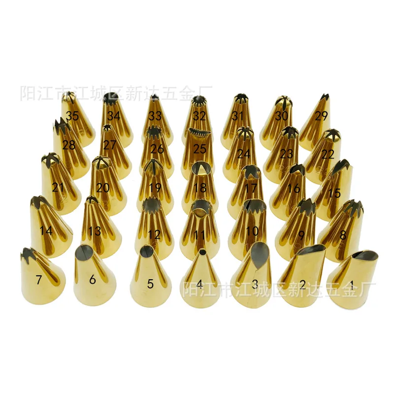 12-48pcs Gold Piping Tip With Number Fir Cake Decoration Tip Cookie Pacifier Pastry Bags Cake Art Tools Kit Baking Kichen Tools