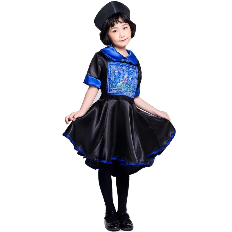 Children Zombie Cosplay Costume Girls Boys Qing Dynasty Role Play Halloween Ancient Small Zombies Stage Performance Costume