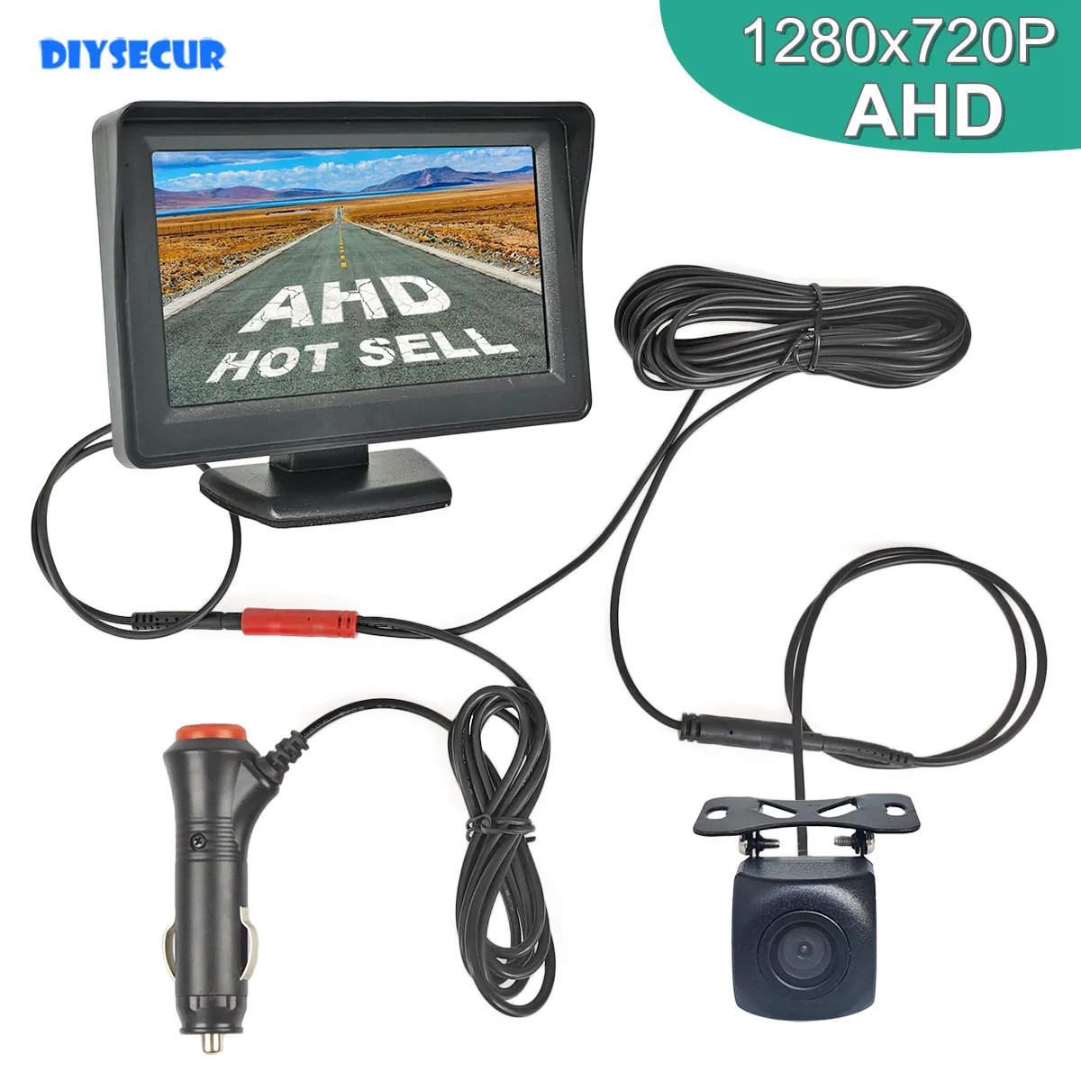 

DIYSECUR 4.3inch AHD Rear View Car Monitor 1280*720 Vehicle Reverse Backup Starlight Car Camera Video Parking System Car Charger