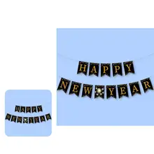 

Happy New Year Banner Gold-Printed Lightweight Black Glitter 2022 Backdrop Sign Party Banner Decor Banner 13Pcs/Set
