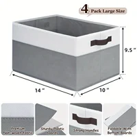 4-piece Set of Large Shelf Storage Baskets, Fabric Closet Organizer and Storage Box with Handles 1