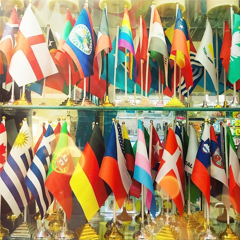Custom Hand Flag 14X21cm 20x30cm 30x45cm Hand Print Buyer's Company Logo or design election banner with plastic flagpole - Image 6