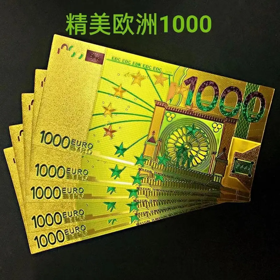 10 Pieces Fake 1000 Euro 2024 Plastic Banknotes Commemorative Notes 24K  Gold Plated Euros Money Gold Foil Top Quality Decoration - AliExpress