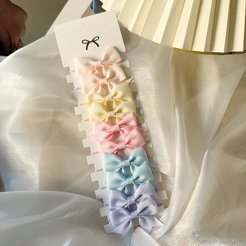 10 Stücke 3 Stile Bögen Elastische Haar Gummiband Haargummis Band Zopf Grosgrain Haarschmuck Mädchen Stirnbänder für Kinder – Detail 6