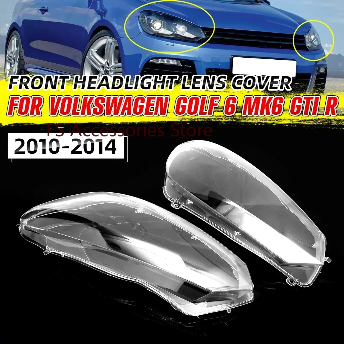 Car Front Head Light Lamp Transparent Lampshade Headlight Shell Cover Lens Mask For VW Golf 6 MK6 GTI R 2010-2014